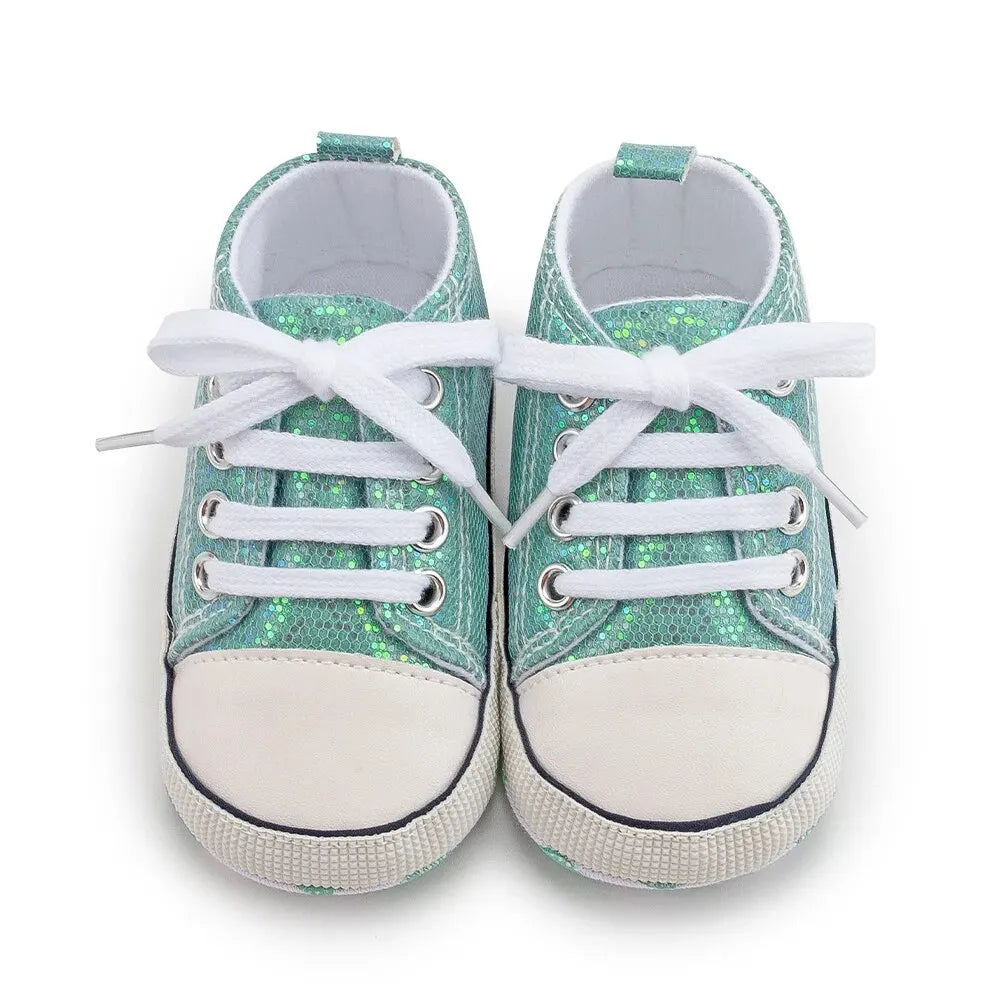 Shimmer Canvas Baby Sneakers – First Walkers (0-18M)    Mimou Babywear
