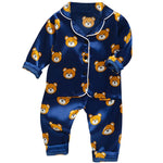 Silky Satin Bear & Leopard Pajamas (6-36M)   Navy Bear / 3Y Mimou Babywear