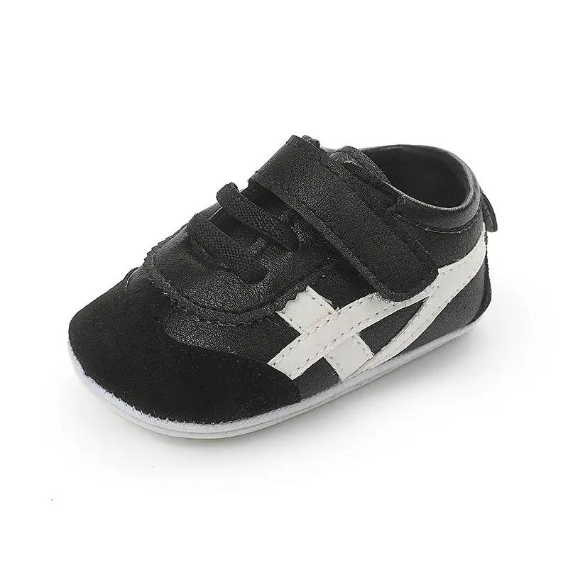 Soft PU Baby Shoes with Rubber Sole – Non-Slip Toddler Shoes for First Steps   Black / 13cm Mimou Babywear