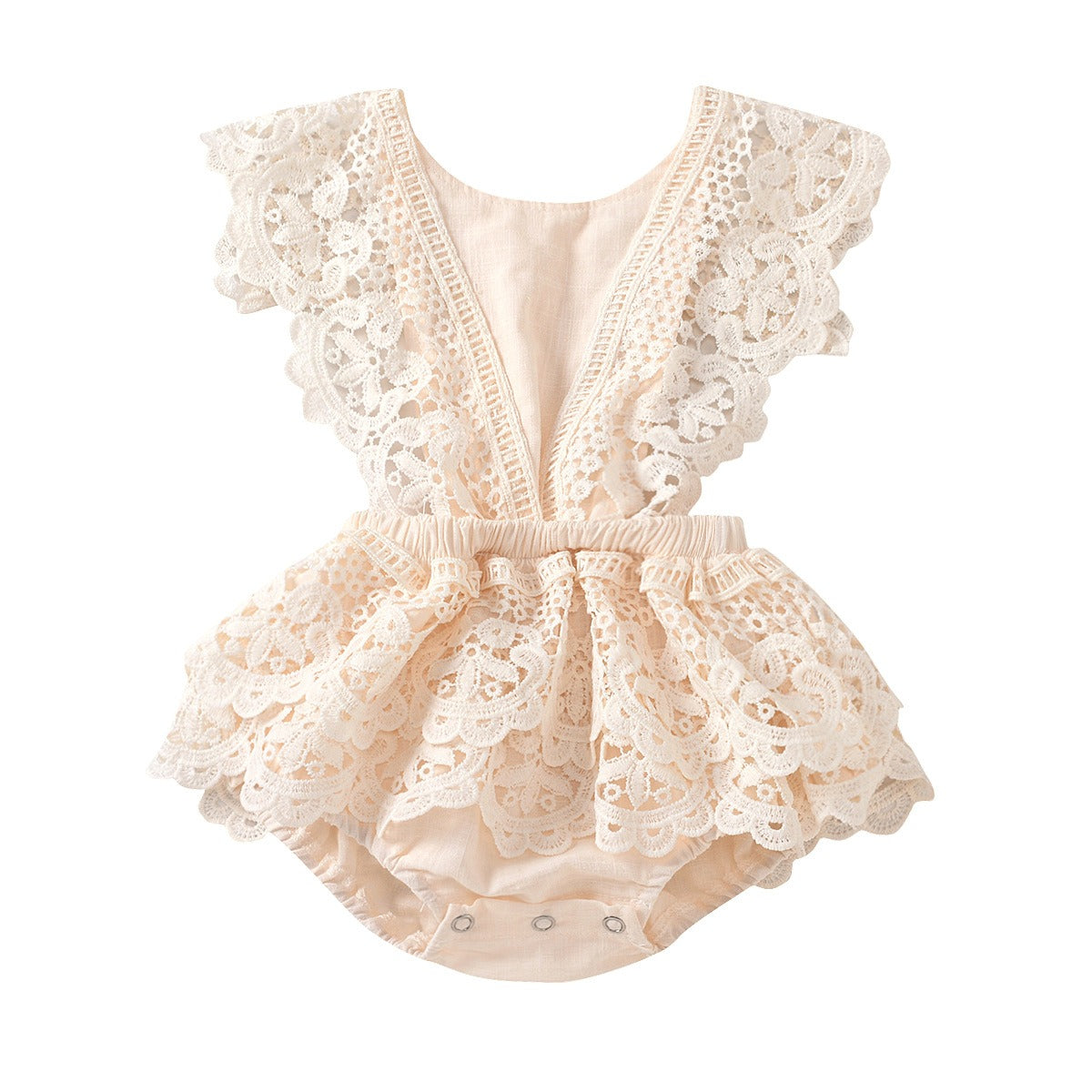 Solid color backless lace up baby jumpsuit    Mimou Babywear