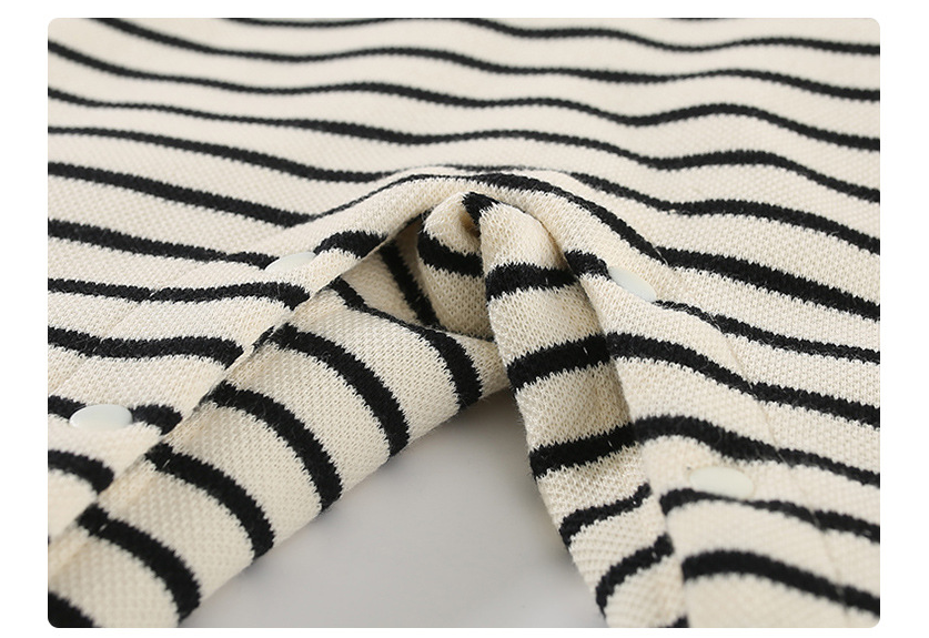 Striped Bear Polo Jumpsuit – Long-Sleeve Cotton Baby Onesie    Mimou Babywear