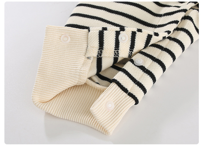 Striped Bear Polo Jumpsuit – Long-Sleeve Cotton Baby Onesie    Mimou Babywear