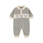 Striped Bear Polo Jumpsuit (3-24M)   White / 90cm Mimou Babywear