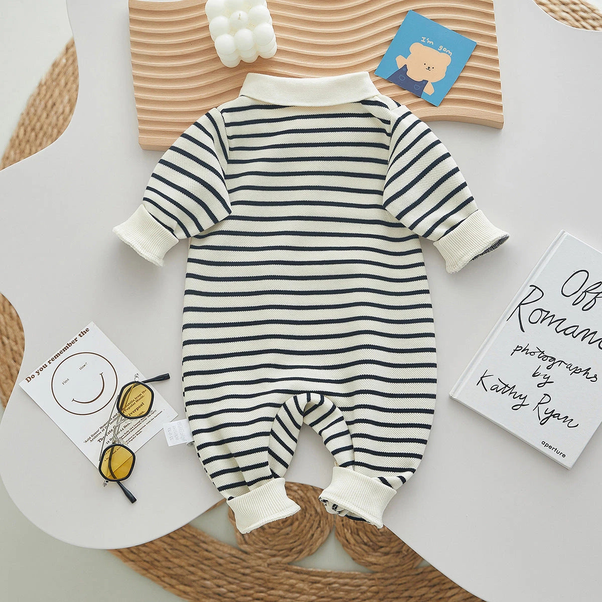 Striped Bear Polo Jumpsuit (3-24M)    Mimou Babywear