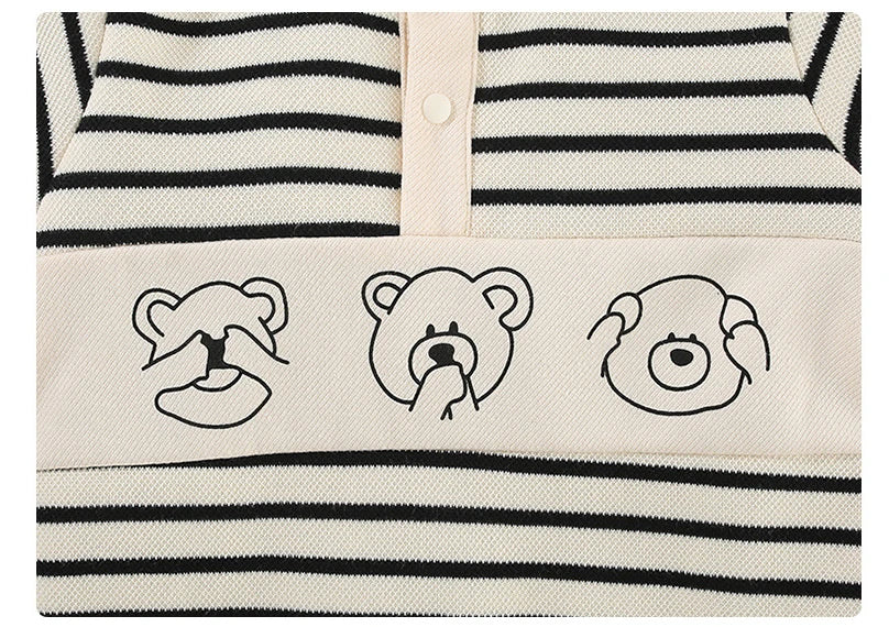 Striped Bear Polo Jumpsuit (3-24M)    Mimou Babywear