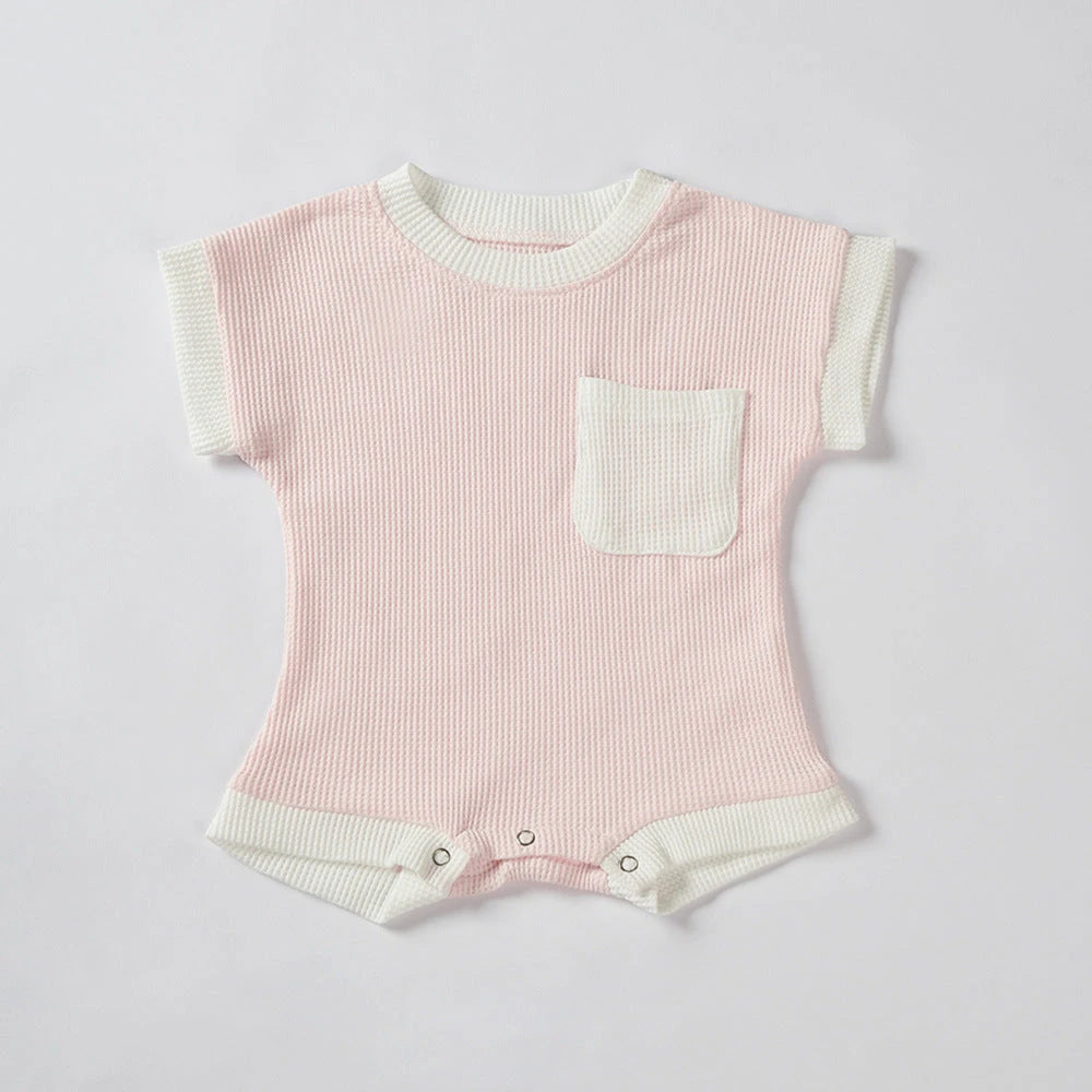 Summer Waffle Knit Romper (0-24M)   Pink / 59CM Mimou Babywear