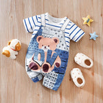 Teddy Bear Baby Romper – Soft Two-Piece Look Summer Outfit (0–18M)    Mimou Babywear