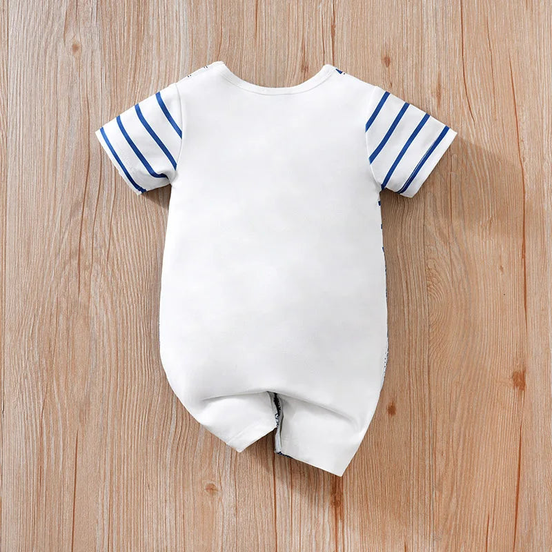 Teddy Bear Baby Romper – Soft Two-Piece Look Summer Outfit (0–18M)    Mimou Babywear