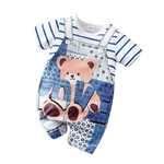 Teddy Bear Baby Romper – Soft Two-Piece Look Summer Outfit (0–18M)    Mimou Babywear
