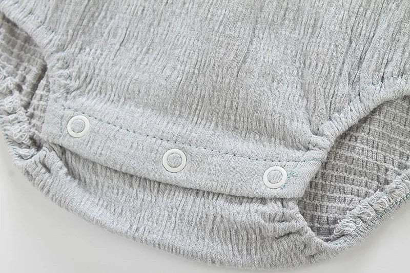 Textured Cotton Sleeveless Baby Romper – Spring & Summer One-Piece Outfit    Mimou Babywear