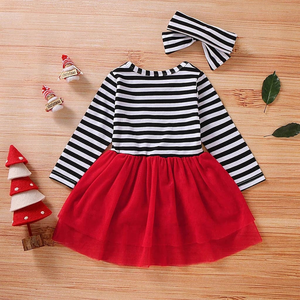 Toddler Christmas Tulle Dress with Headband (12–36M)