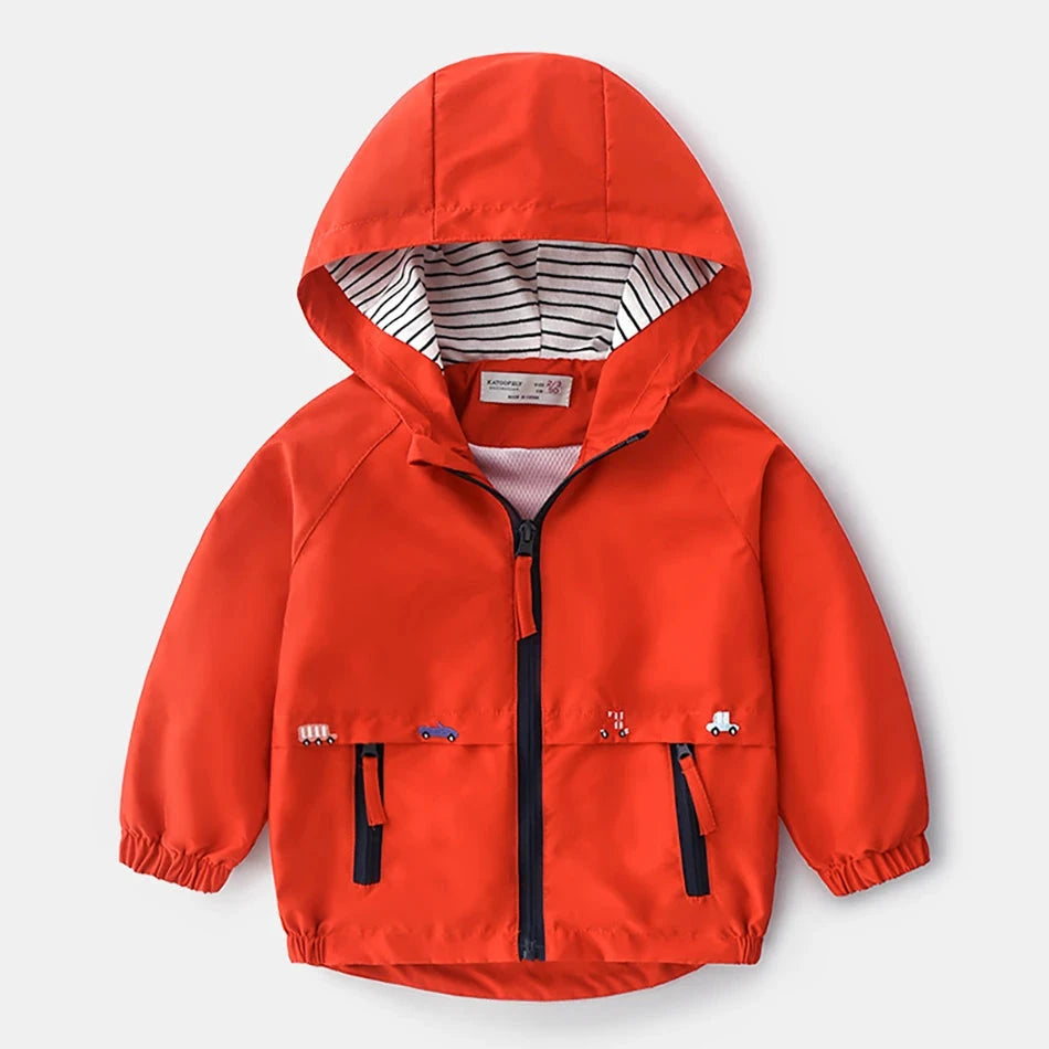 Toddler Fleece-Lined Hooded Jacket – Warm Windbreaker with Pockets (18–36M)    Mimou Babywear