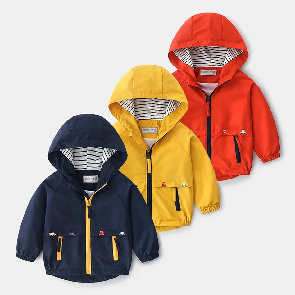 Toddler Fleece-Lined Hooded Jacket – Warm Windbreaker with Pockets (18–36M)    Mimou Babywear