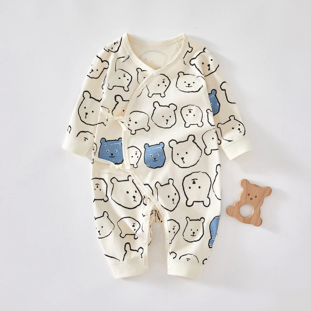 Traditional Tie-Front Kimono Romper (0-9M)   Blue / 66cm Mimou Babywear