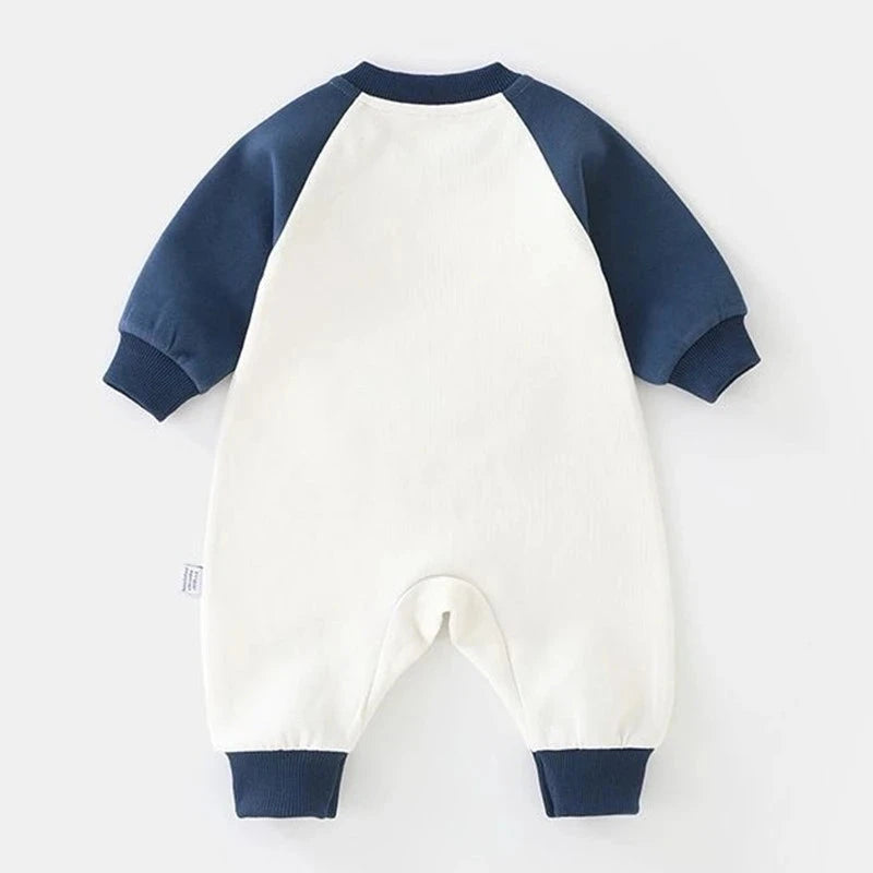 Unisex Baby Cotton Romper – Long-Sleeve Dog Embroidery One-Piece for Spring & Autumn    Mimou Babywear