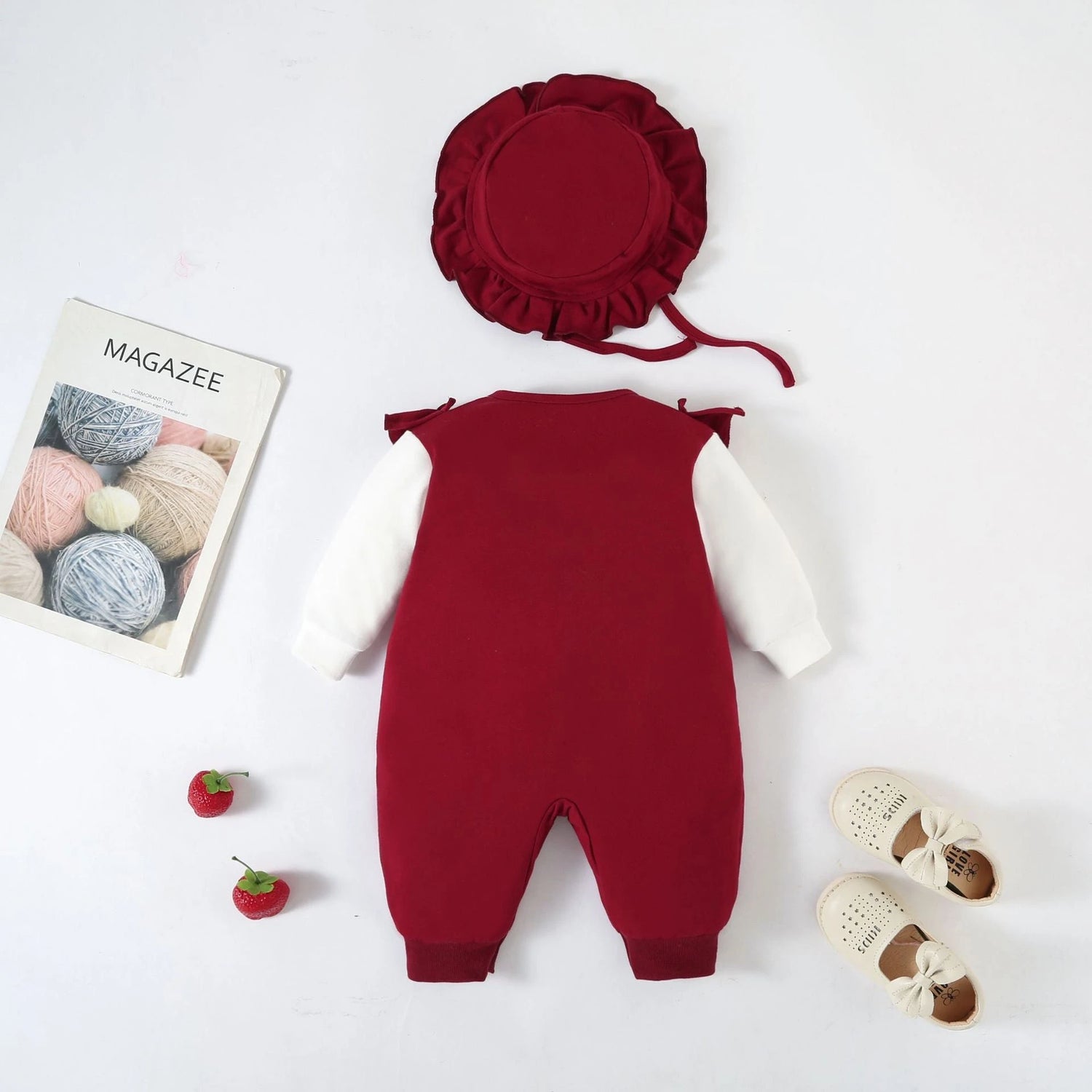Velvet-Lined Jumpsuit & Bonnet (2-Piece, 0-12M)    Mimou Babywear