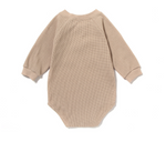 Waffle Cotton Long-Sleeve Baby Onesie – All-Season Unisex Romper    Mimou Babywear
