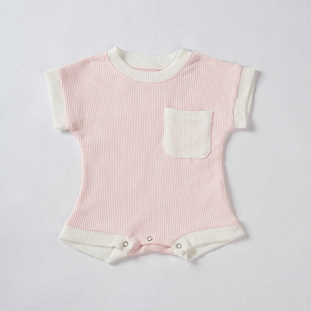 Waffle Knit Cotton Romper – Cute Summer Baby Jumpsuit   Pink / 59CM Mimou Babywear