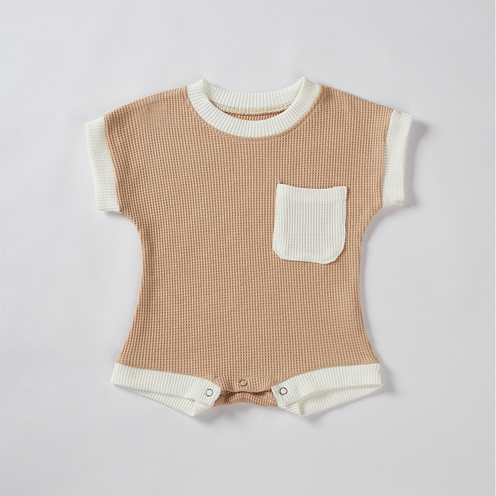 Waffle Knit Cotton Romper – Cute Summer Baby Jumpsuit   Brown / 59CM Mimou Babywear