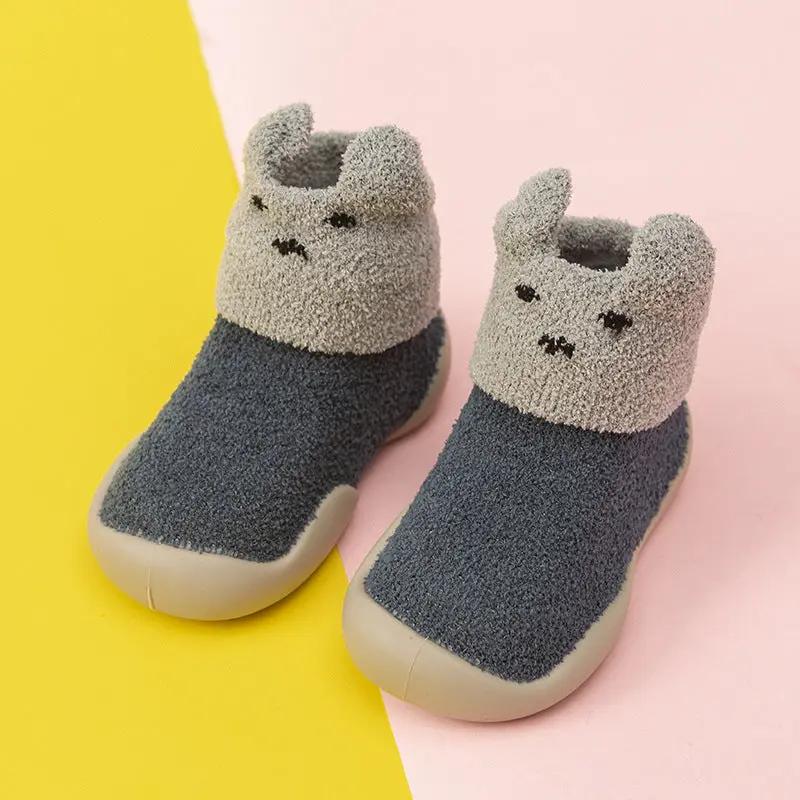 Warm Cotton Cartoon Baby Shoes – Thickened Non-Slip Soft Indoor Booties   Navy Blue / 15.5cm Mimou Babywear