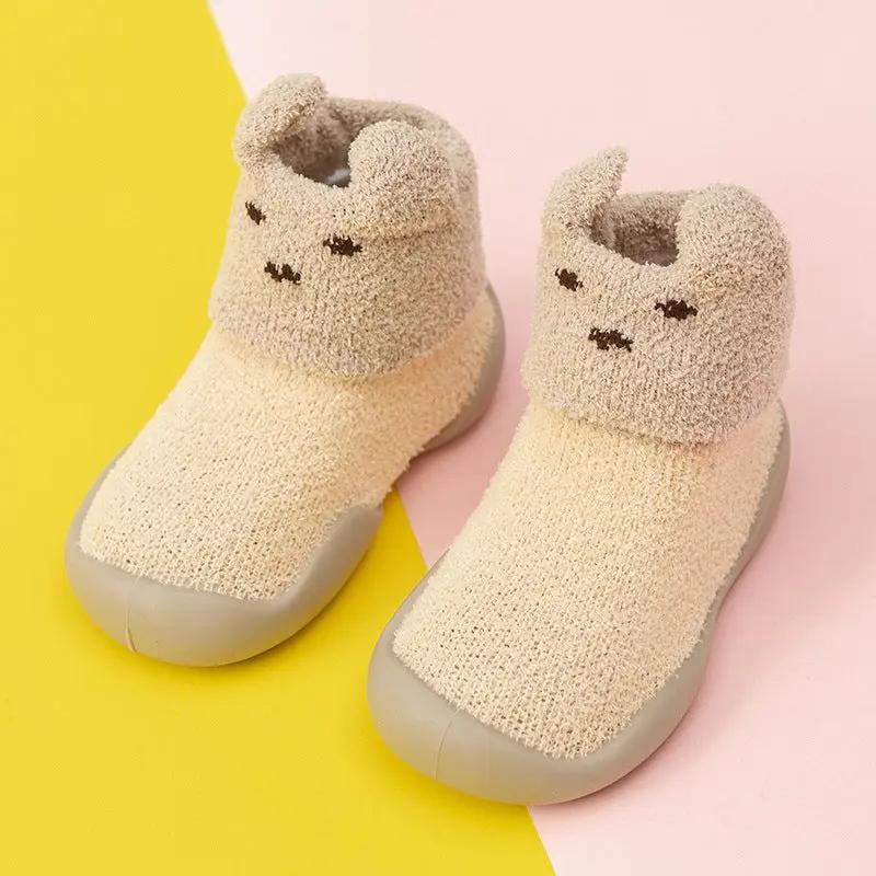 Warm Cotton Cartoon Baby Shoes – Thickened Non-Slip Soft Indoor Booties   Beige / 15.5cm Mimou Babywear