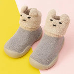 Warm Cotton Cartoon Baby Shoes – Thickened Non-Slip Soft Indoor Booties   Grey / 15.5cm Mimou Babywear