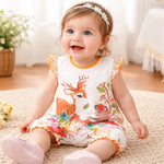 Woodland Deer Baby Romper – Soft Sleeveless Summer Outfit (0–18M)    Mimou Babywear