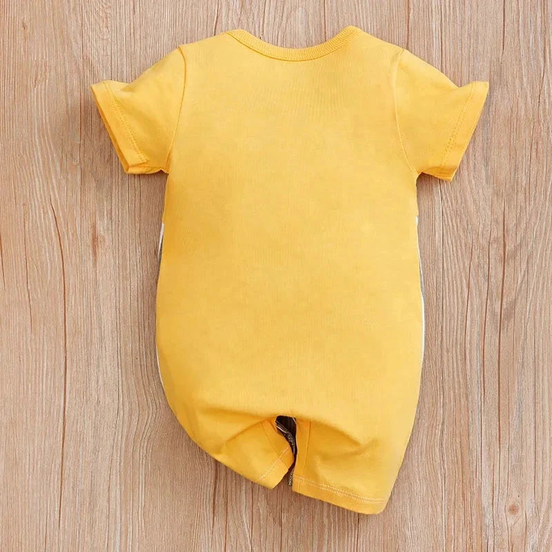 Yellow Mouse Baby Short Sleeve Cotton Romper (0–18M)    Mimou Babywear