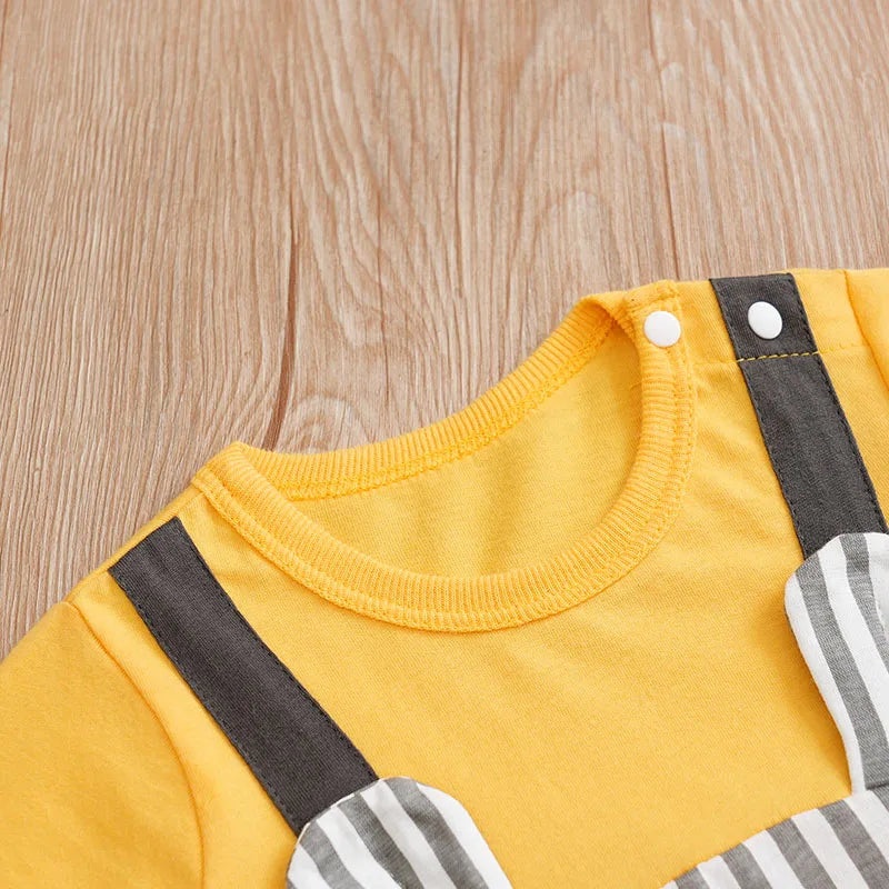 Yellow Mouse Baby Short Sleeve Cotton Romper (0–18M)    Mimou Babywear