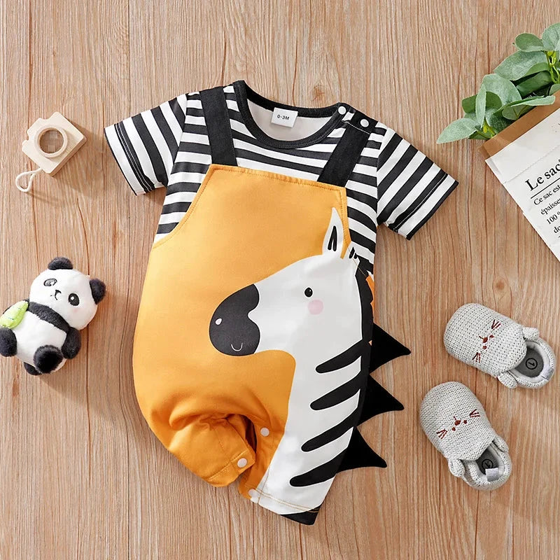 Zebra Baby Short Sleeve Romper with 3D Detail (0–18M)    Mimou Babywear