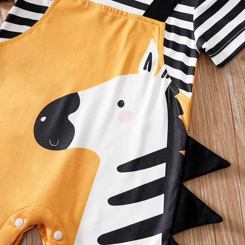 Zebra Baby Short Sleeve Romper with 3D Detail (0–18M)    Mimou Babywear