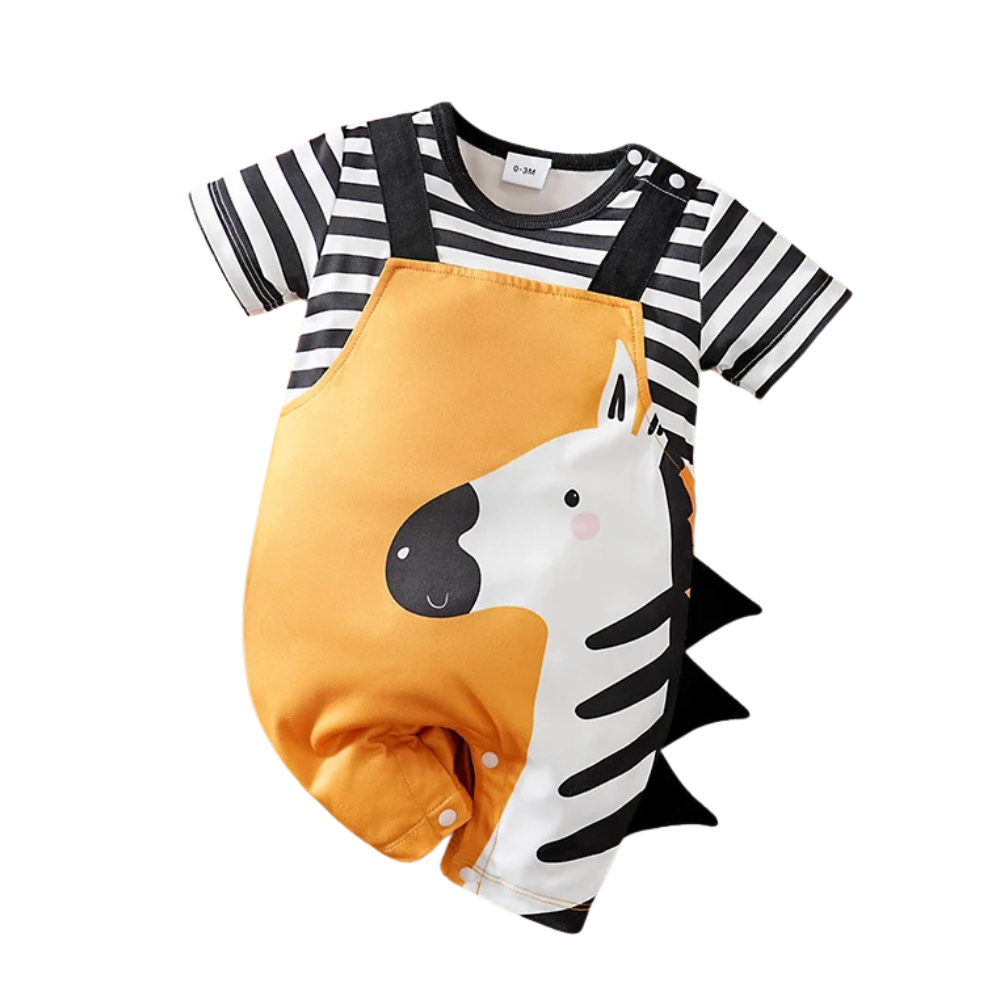 Zebra Baby Short Sleeve Romper with 3D Detail (0–18M)    Mimou Babywear