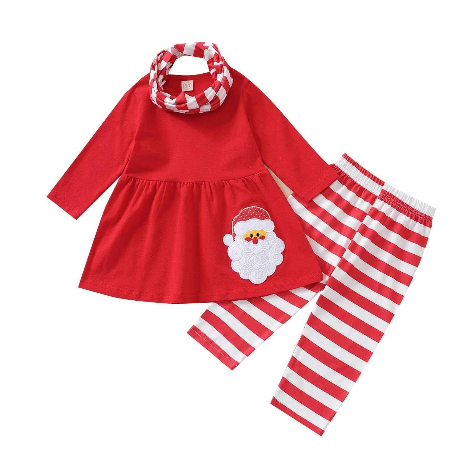 Baby Christmas Santa Outfit Set – Top, Pants & Bib (6 - 36M) - Mimou Babywear