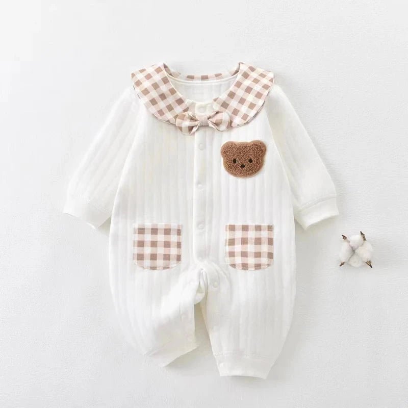 Bear Pocket Cotton Romper (3 - 18 Months) - Mimou Babywear