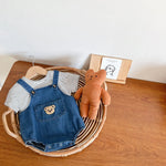Bear Pocket Denim Shortalls (0 - 24 Months) - Mimou Babywear