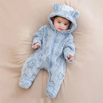 Cartoon Flannel Hooded Romper (0 - 18 Months) - Mimou Babywear