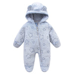 Cartoon Flannel Hooded Romper (0 - 18 Months) - Mimou Babywear