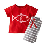 Cartoon Tee & Striped Shorts Set (2 - Piece, 6M - 3Y) - Mimou Babywear