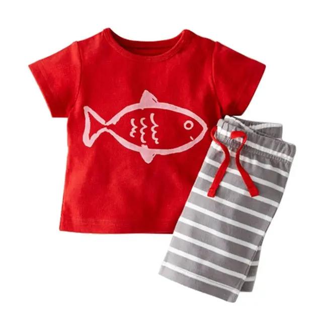 Cartoon Tee & Striped Shorts Set (2 - Piece, 6M - 3Y) - Mimou Babywear
