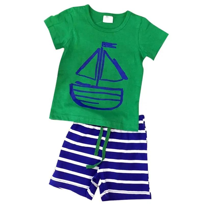 Cartoon Tee & Striped Shorts Set (2 - Piece, 6M - 3Y) - Mimou Babywear