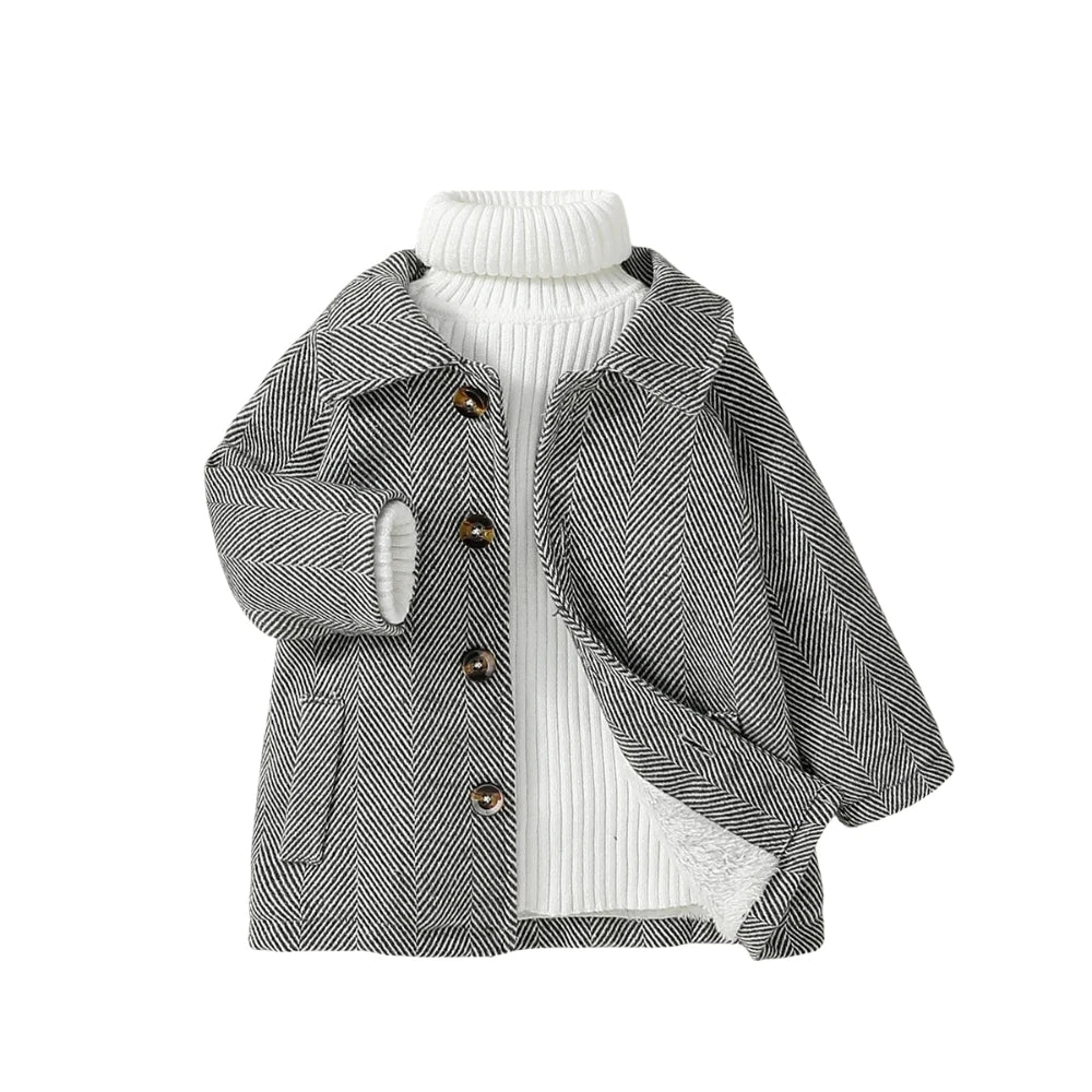 Chevron Fleece - Lined Baby Coat – Warm Winter Jacket (3–36M) - Mimou Babywear