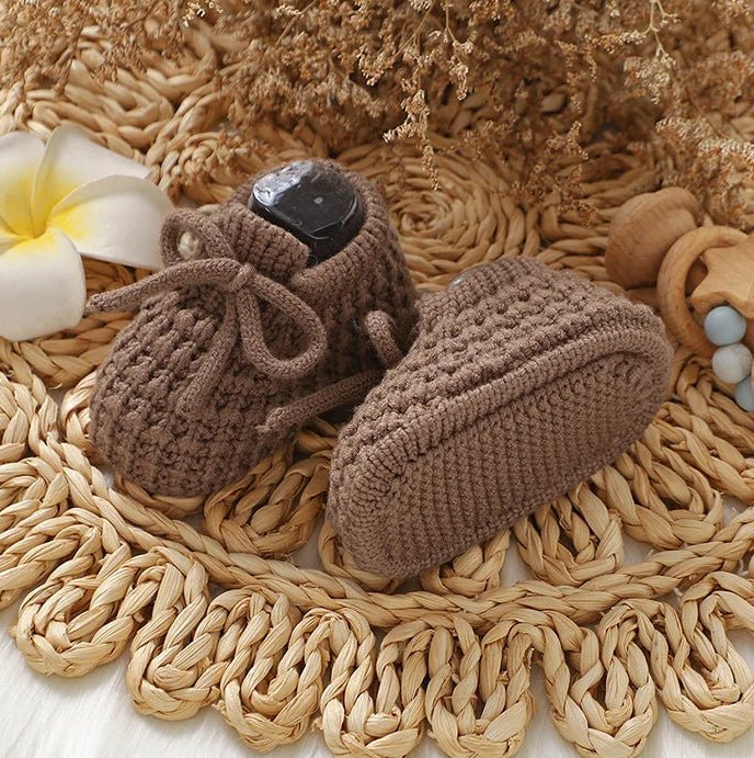 Classic Knit Booties with Tie (0 - 12 Months) - Mimou Babywear
