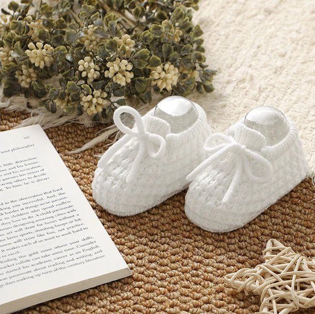 Classic Knit Booties with Tie (0 - 12 Months) - Mimou Babywear