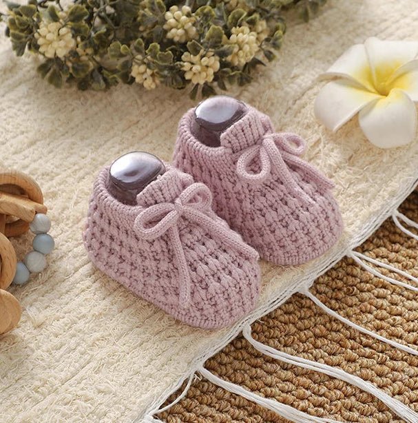 Classic Knit Booties with Tie (0 - 12 Months) - Mimou Babywear
