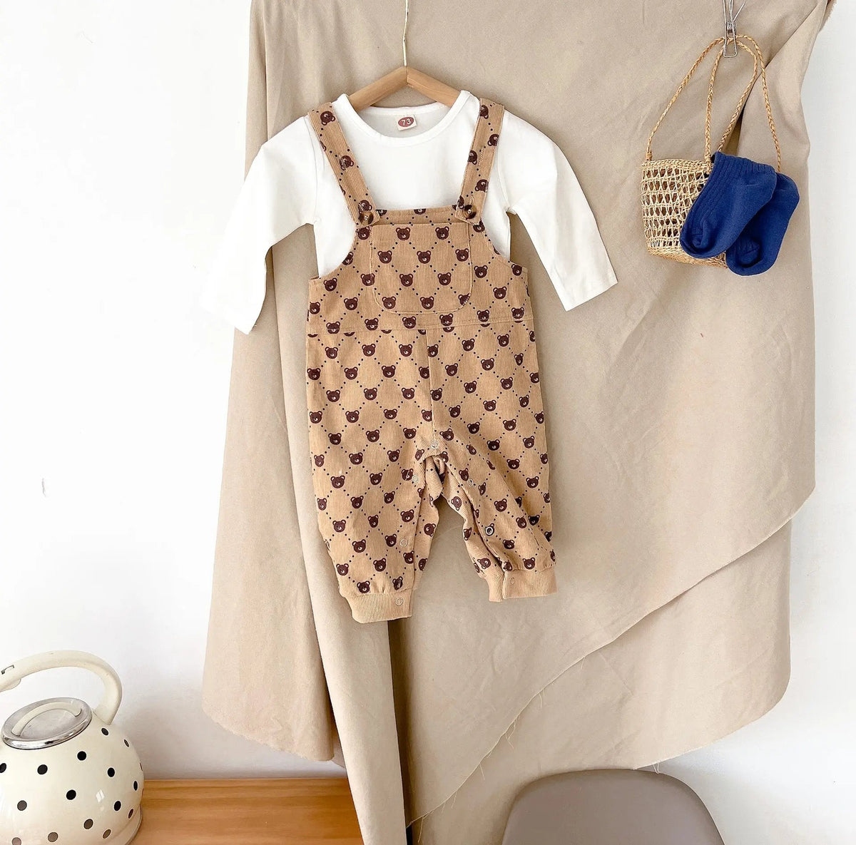 Comfy Bear Strap Overalls (0 - 24 Months) - Mimou Babywear