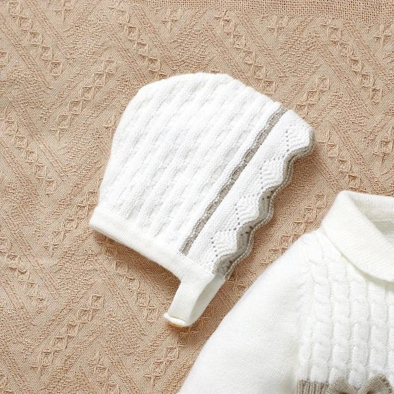 Footed Knit Jumpsuit & Hat Set (0 - 12 Months) - Mimou Babywear