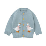 Goose Embroidery Cardigan & Hat Set (3 - 24 Months) - Mimou Babywear