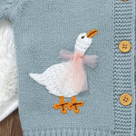 Goose Embroidery Cardigan & Hat Set (3 - 24 Months) - Mimou Babywear
