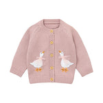 Goose Embroidery Cardigan & Hat Set (3 - 24 Months) - Mimou Babywear