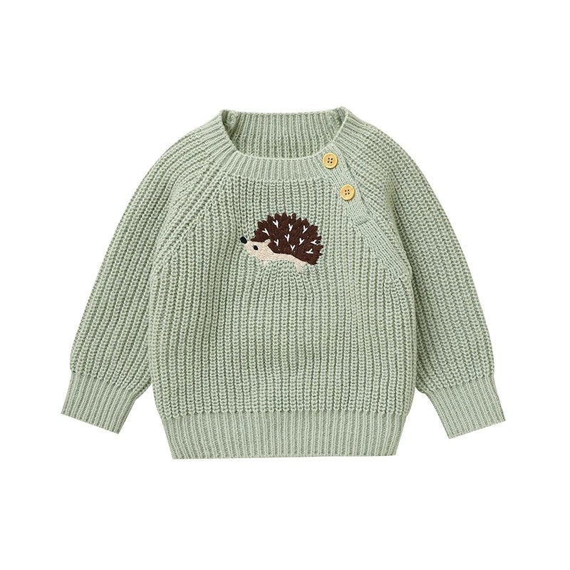 Hedgehog Embroidered Knit Sweater (6M - 3Y) - Mimou Babywear
